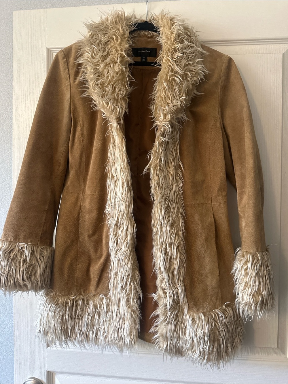 Comfort Zone Tan Teddy Jacket with Cream Faux-Fur Trim